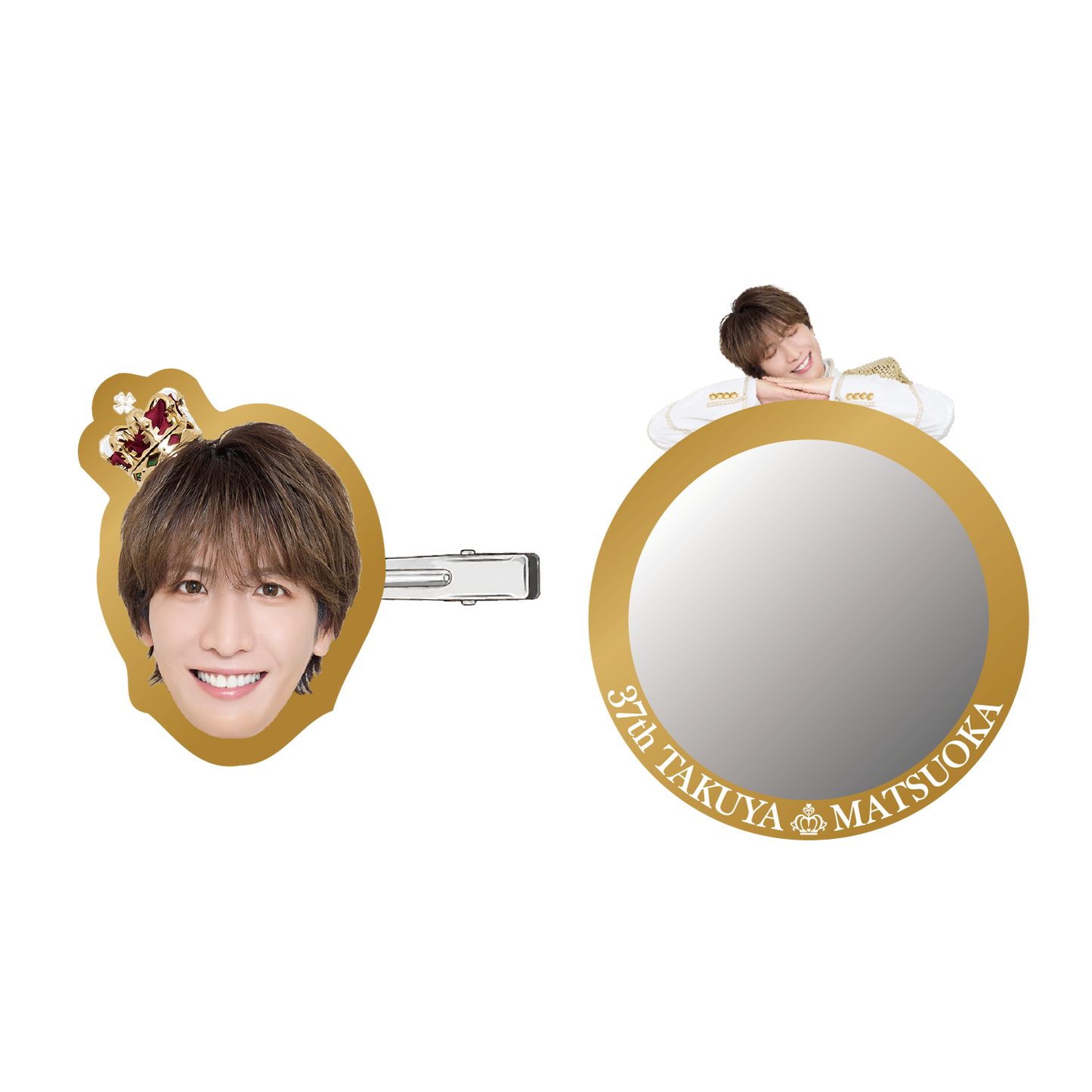 おうじさまのきらきらみだしなみせっと（ヘアクリップ & ミラーアクリルステッカー） - Type B